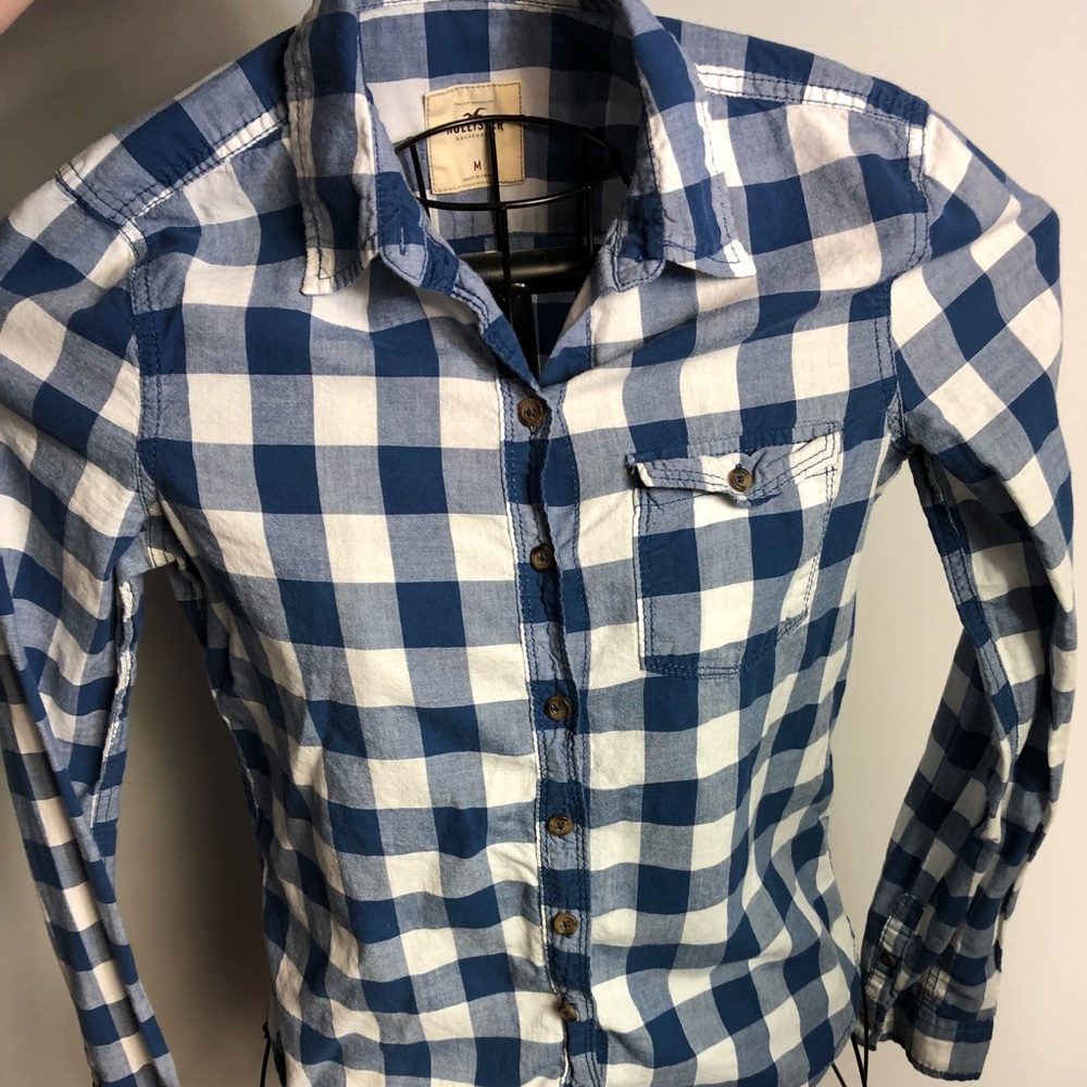 Hollister checkered button down top